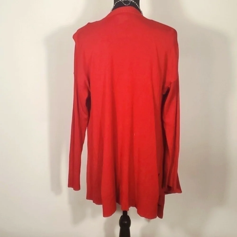 Chico's Size 2 (Large) Red Open-Front Cardigan Sweater/Jacket